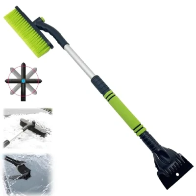 Immagine di Mino Plus Spazzola per Neve Auto,Spazzola Telescopica Parabrezza Girevole,3 in 1 Raschietto Ghiaccio da Neve,per SUV/Camion/Veicolo (Verde)
