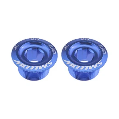 Immagine di Create idea 2PCS Blu Mountain Bike Tappo Movimento Centrale Guarnitura Pedivella Viti di Fissaggio Braccio CNC in Lega Alluminio Compatibile con Shimano HollowTech II Deore XT SLX Saint &amp; Zee(MTB)