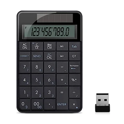 Immagine di Tastierino numerico con calcolatrice, tastiera numerica wireless 29 tasti ricevitore nano USB, compatibile Windows XP/Vista/7/8/10