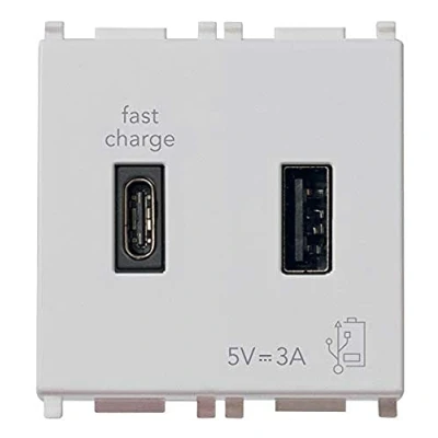 Immagine di Vimar 14295.AC.SL Plana Presa USB 5 V 3 A, 1 uscita tipo A e C, erogano complessivamente per caricare un dispositivo fino o contemporaneamente due dispositivi