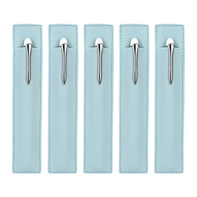 Immagine di 5 Pezzi Custodia in Pelle per Penna, Singola Penna Stilografica, Protettiva Morbida Stilo Touch, a Sfera, Matite, Blu