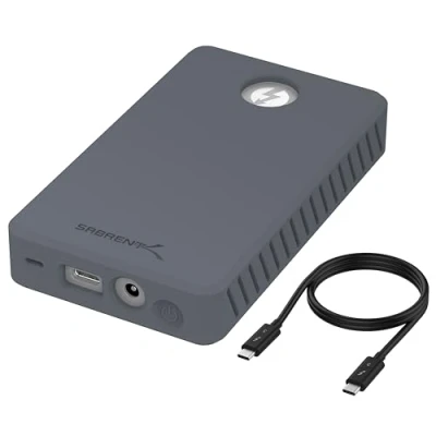 Immagine di SABRENT Case SSD M.2 NVMe a Thunderbolt 3, 2 slot per SSD, con alimentatore, SATA, velocità del singolo drive fino 1500 MB/s, adatto le misure 2242/2260/2280, (EC T3DN EU)