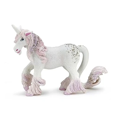Immagine di Papo The Enchanted Unicorn Statuetta, Multicolore, 39116 World, Colore Bianco Rosa