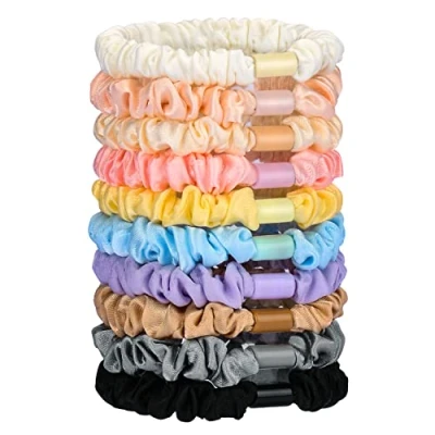 Immagine di JessLab Elastici per Capelli Scrunchies, 10 Pezzi Fascette Raso Seta Supporti Coda di Cavallo Delicati Senza Danni Fasce Accessori, Elastici, Ragazze Donne, Tulle