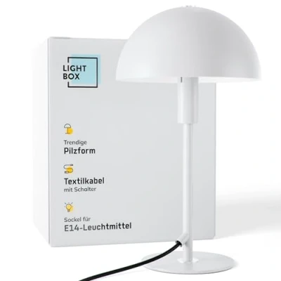 Immagine di Lightbox lampada da tavolo a fungo scrivania per l&#039;ufficio con interruttore bilanciere LED come comodino, accessorio e la attacco E14