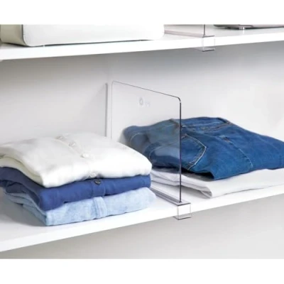 Immagine di The Home Edit by iDesign 30,5 cm per 22,9 Divisorio scaffali in plastica riciclata trasparente l&#039;organizzazione e la separazione degli armadi.
