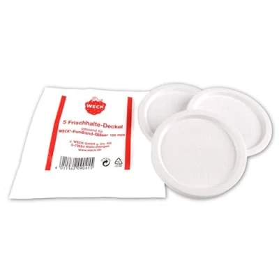 Immagine di Weck confezione da 5 coperchi in plastica extra large Keep Fresh, (XL = 4,7 &#039;, apertura 120 mm) adatto al modello 750