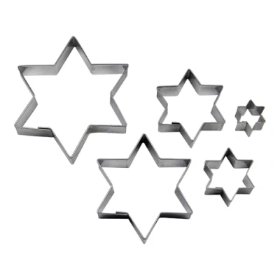 Immagine di BekkiB Set di 5 tagliapasta &quot;stelle&quot; misure Stampini lavabili in lavastoviglie acciaio inox Per cuocere biscotti e occhi Linzer 7467