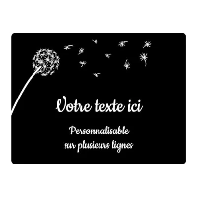 Immagine di Targhetta con motivo dente di leone autoadesivo, 20 x 15 cm, personalizzata, 1 a 3 righe, colore: Nero