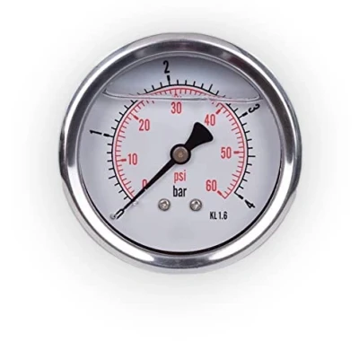 Immagine di Manometro glicerina attacco assiale, in acciaio inox IP65 63 mm con connettore posteriore, 1/4 (0 4 bar)