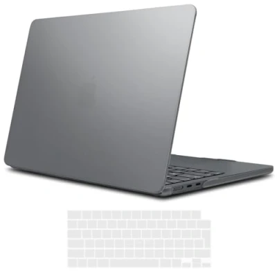 Immagine di iNeseon Custodia Compatibile con 2024 2022 MacBook Air 13,6 pollici M3 A3113 / M2 A2681, Cover Rigida in Plastica Sottile + Tastiera per 13.6, Grigio