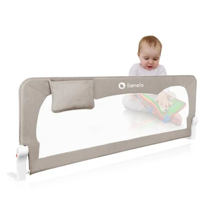 Immagine di lionelo Hanna Sponda letto universale barriera protettiva per letto, Altezza 65cm, Installazione facile, 180 gradi di reclinazione, pieghevole con blocco StandSafe, Cinture SecureBelt e Tasca