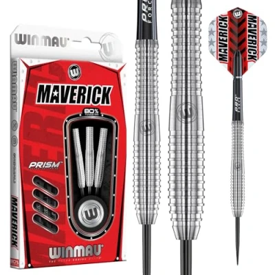 Immagine di WINMAU Maverick Set di Freccette in tungsteno Steeltip Professionale da 25 Grammi con Alette e steli (Alberi)