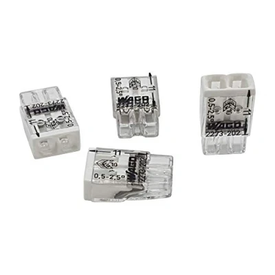 Immagine di 20 pezzi Wago 2273 202 Scatola di giunzione COMPACT morsettiera Ø 0,5 2,5 mm², a 2 poli, trasparente/bianco