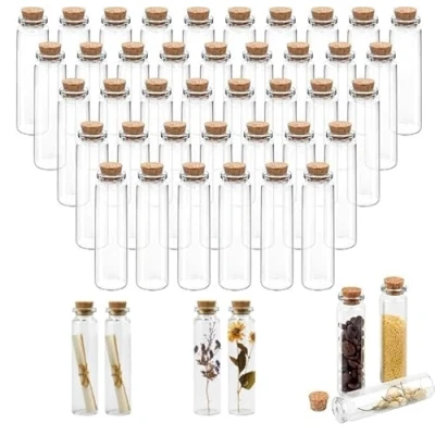 Immagine di LYTIVAGEN 40 Pezzi Mini Bottiglie in vetro Piccole Artigianato Barattoli Trasparenti con Tappi Flacone per Spezie Perline Liquido Matrimoni Feste (20 ML)