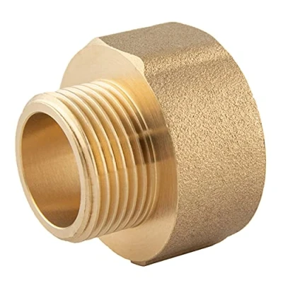 Immagine di konst install Nipplo in ottone ridotto da 3/4 a 1/2 pollici (IG Ø 24,1 mm x AG 21 mm), riduttore filettatura interna su esterna, riduzione IG AG, raccordo filettato