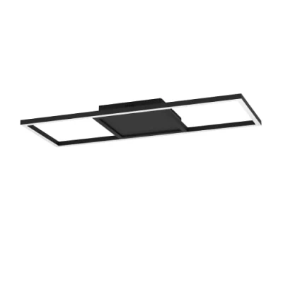 Immagine di Eglo connect.z Smart Home plafoniera LED Calagrano Z, ZigBee, app e controllo vocale Alexa, bianco caldo freddo, retroilluminazione RGB, dimmerabile in metallo nero, 64 x 24 cm