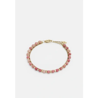 Immagine di Fossil Bracciale da donna con perline semi preziose e chiusura a moschettone, Rosso chiaro