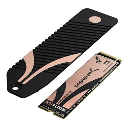 Immagine di Sabrent SSD 1TB, interno, NVMe PCIe M.2 2280, Disco a stato solido ad alte prestazioni, Gen 4, Lettura fino 7000 (MB/s), Rocket 4 Plus con dissipatore incluso (SB RKT4P PSHS 1TB)