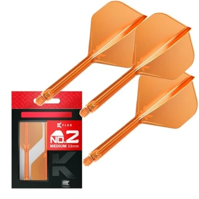 Immagine di Target Darts K Flex Integrated Dart Flight And Shaft, No.2 Arancione (Medio) Confezione da 3 No 2, Kflex Precision Moulded 2 in 1 Flights STEM