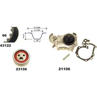 Immagine di MAPCO 41122/1 Pompa Acqua + Kit Cinghia Distribuzione 17 RENAULT: CLIO 2, Kangoo I, MEGANE 1