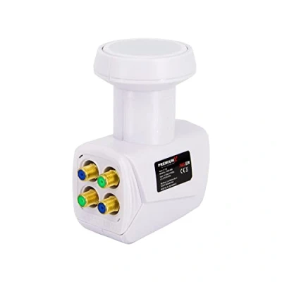 Immagine di PremiumX Quad LNB per 4 Utenti Convertitore di Segnale TV con Protezione Meteo Satellitare Digitale in Bianco DVB S2 8K UHD 4K Full HD