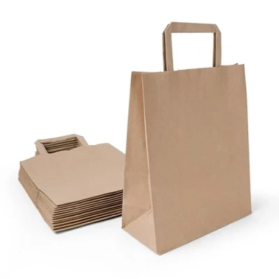Immagine di Inoverse 50 sacchetti di carta con manici, carta, 22 + 10 x 36 cm, regalo, colore marrone