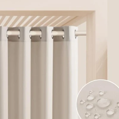 Immagine di ROOM99 Tenda da giardino con occhielli, 155 x 250 cm, larghezza altezza, per esterni, resistente alle intemperie, impermeabile, protezione solare, giardino, antivento, beige chiaro