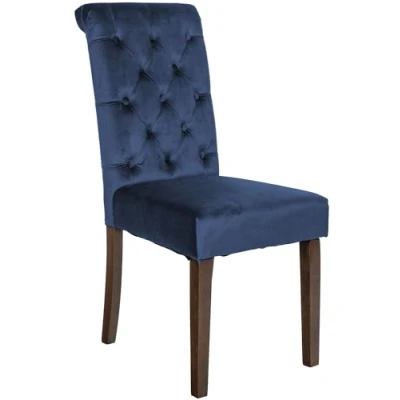 Immagine di CLP Sedia Da Cucina Lisburn Design Chesterfield I Fodera Imbottita E Trapuntata In Velluto O Tessuto Schienale Alto, Colore:blu, Materiale:Velluto
