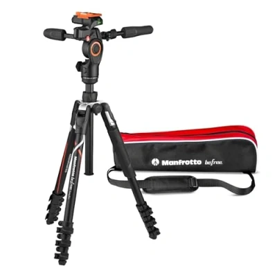 Immagine di Manfrotto Befree Advanced 3 Way, Treppiede da Viaggio in Alluminio, Cavalletto con Chiusura a Leva, Testa Fluida Vie, per Fotocamera Sony Alpha, Portata 6 kg, Borsa Trasporto, MKBFRLA 3W