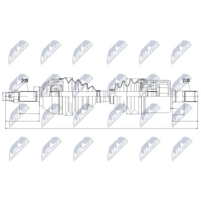Immagine di NTY NPW NS 048 Albero motore / Semiasse Assale anteriore, anteriore Sx Trasmissione automatica NISSAN: Qashqai Qashqai+2 I, X Trail