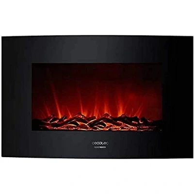 Immagine di Cecotec Cheminée électrique Ready Warm 2200 Curved Flames. 2000W, 22&quot;, 2 niveaux de puissance, 20m2, Télécommande, Panneau curve en verre templé (35&quot;, Nero Telecomando)