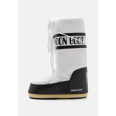 Immagine di Moon Boot ICON Unisex Stivali con i lacci, Taglia: 35 38, Black/white Finta pelle / tessuto