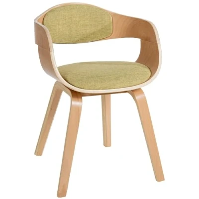Immagine di CLP Sedia Visitatore Kingston In Tessuto I Rétro Con Braccioli Imbottita Pranzo Legno, Colore:natura/verde chiaro