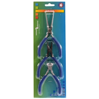 Immagine di Vaessen Creative Set di 3 creazione Gioielli e progetti Fai da Te, pinze a becchi tondi, tronchesi, Lega Acciaio, Blu, 7 x 4.5 1 cm, unità