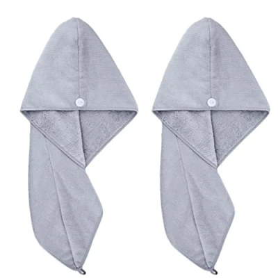 Immagine di Polyte asciugamano a turbante per asciugare i capelli grigio 31 x 71 cm 2 pezzi