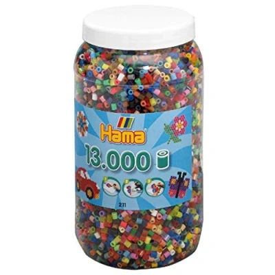 Immagine di Hama Perlen 211 68 perline da stirare XXL, barattolo con circa 13.000 colorate Midi, per bricolage, diametro 5 mm, in 52 colori, divertimento creativo grandi e piccini