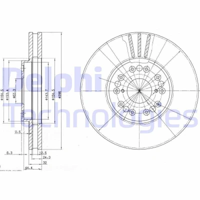 Immagine di DELPHI BG2829 Disco freno 296 32 5 ventilato Oleato non trattato senza cuscinetto ruota, anello sensore ABS LEXUS: IS I Sedan, GS II