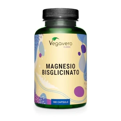 Immagine di Magnesio Bisglicinato 400 mg di Elementare 2.000 Altamente Biodisponibile Contro Stanchezza e Affaticamento Certificato in Laboratorio Vegavero®