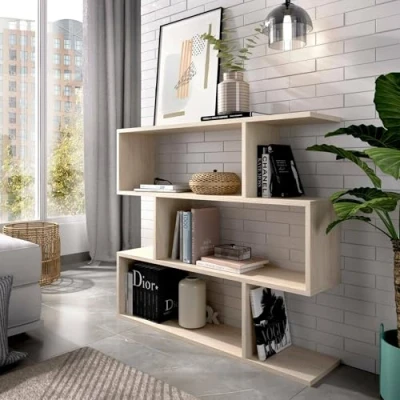 Immagine di Dmora Libreria Design 3 scaffali, bifacciale, Rovere, 110 x 97 25 cm