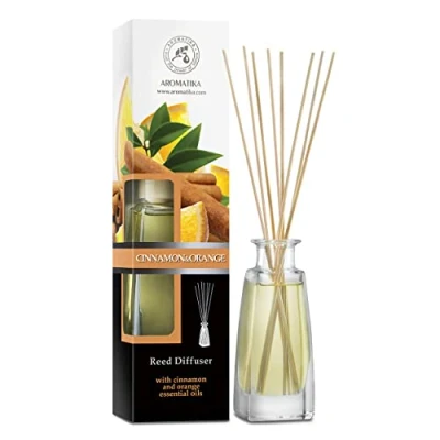 Immagine di Diffusore a Lamella Cannella &amp; Arancia con Oli Essenziali 100ml di Aromi Bastoncini Profumati Profumo Ambiente Buon Fragranza Lunga Durata