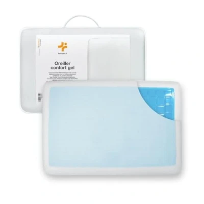Immagine di Inphysio Cuscino ergonomico in Memory Foam con gel refrigerante rettangolare ortopedico Rivestimento double face 60x40x13 cm Bianco