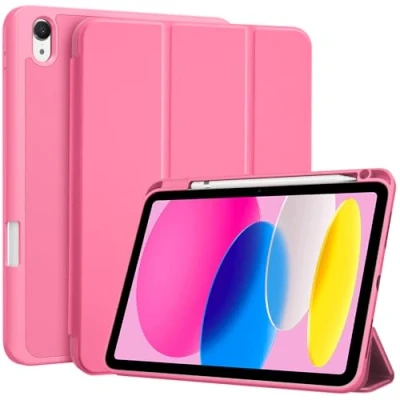 Immagine di ProCase Cover iPad 10 Generazione 10,9 Pollici con Portapenna, Custodia 2022 (A2696 A2757 A2777) Auto Svegliati/Sonno Rosa