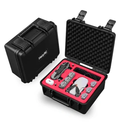 Immagine di HeiyRC Custodia rigida impermeabile per DJI Mini 2 Fly More Combo Drone e accessori Valigia da viaggio, Nero ,