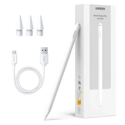 Immagine di UGREEN Penna iPad Magnetico con 3 Punte da Sostituzione, per Tabley Rifiuto Palmo e Sensibile all&#039;Inclinazione Compatibile Pro 12,9/11&quot; 2018 2022, Air 4/5, 10, Mini 6