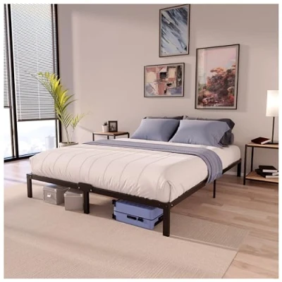 Immagine di Dreamzie Strutura Letto Una Piazza e Mezza 120x200 in Metallo con Rete Piedi, Altezza 35 cm Struttura Matrimoniale Contenitore Facilità di Montaggio Spazio Stoccaggio