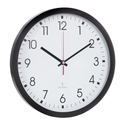 Immagine di TFA Dostmann Orologio analogico da parete radio 60.3522, con lancetta dei secondi, copertura in vetro, quadrante grande, diametro 30 cm (nero)