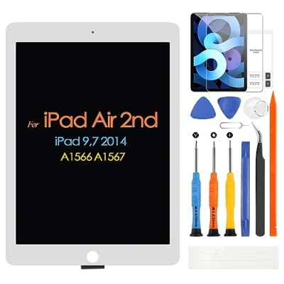 Immagine di ARSSLY Schermo LCD per iPad Air 2 A1567 A1566 Display Air2 Digitizer Touch Screen Ricambio Assembly con Strumenti(Bianco)