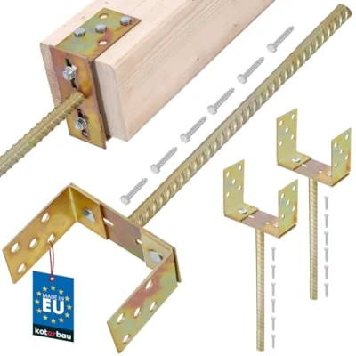 Immagine di KOTARBAU® Set di 2 supporti per pali a U, 0 160 mm, larghezza regolabile, 400 in acciaio zincato, legno, calcestruzzo, supporto calcestruzzo