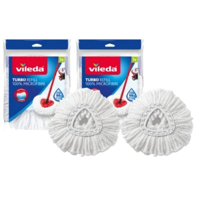 Immagine di Vileda Easywring e Clean Turbo Classico in Microfibra mop Refill Head, Microfibra, White, Twin Pack